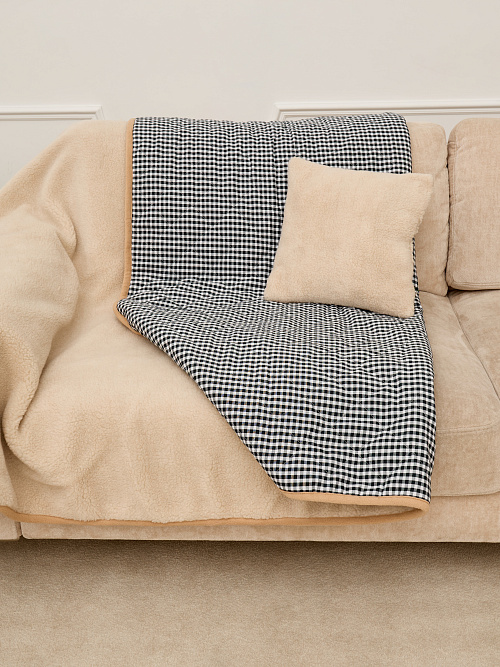 Плед из верблюжьей шерсти и хлопка двусторонний, 145х205 